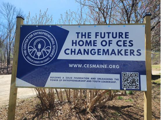 The Future Home of CES Changemakers sign at Whittier Road.